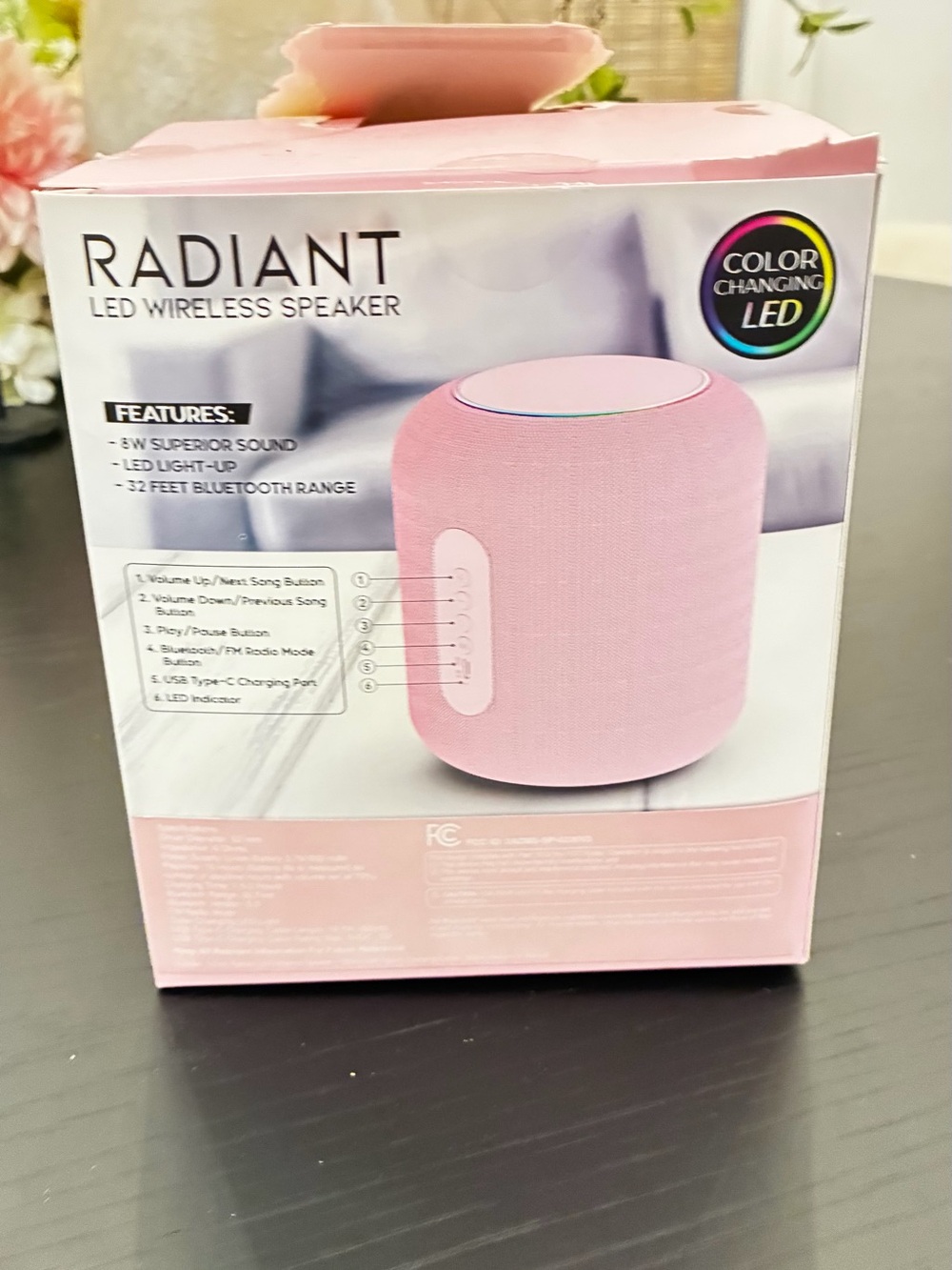 Bass Jaxx Radiant Pink LED Bluetooth Speaker